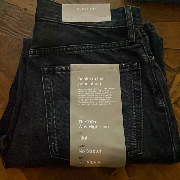 NWT EVERLANE Way High Denim Jeans in worn in black size 27 regular - Picture 9 of 11